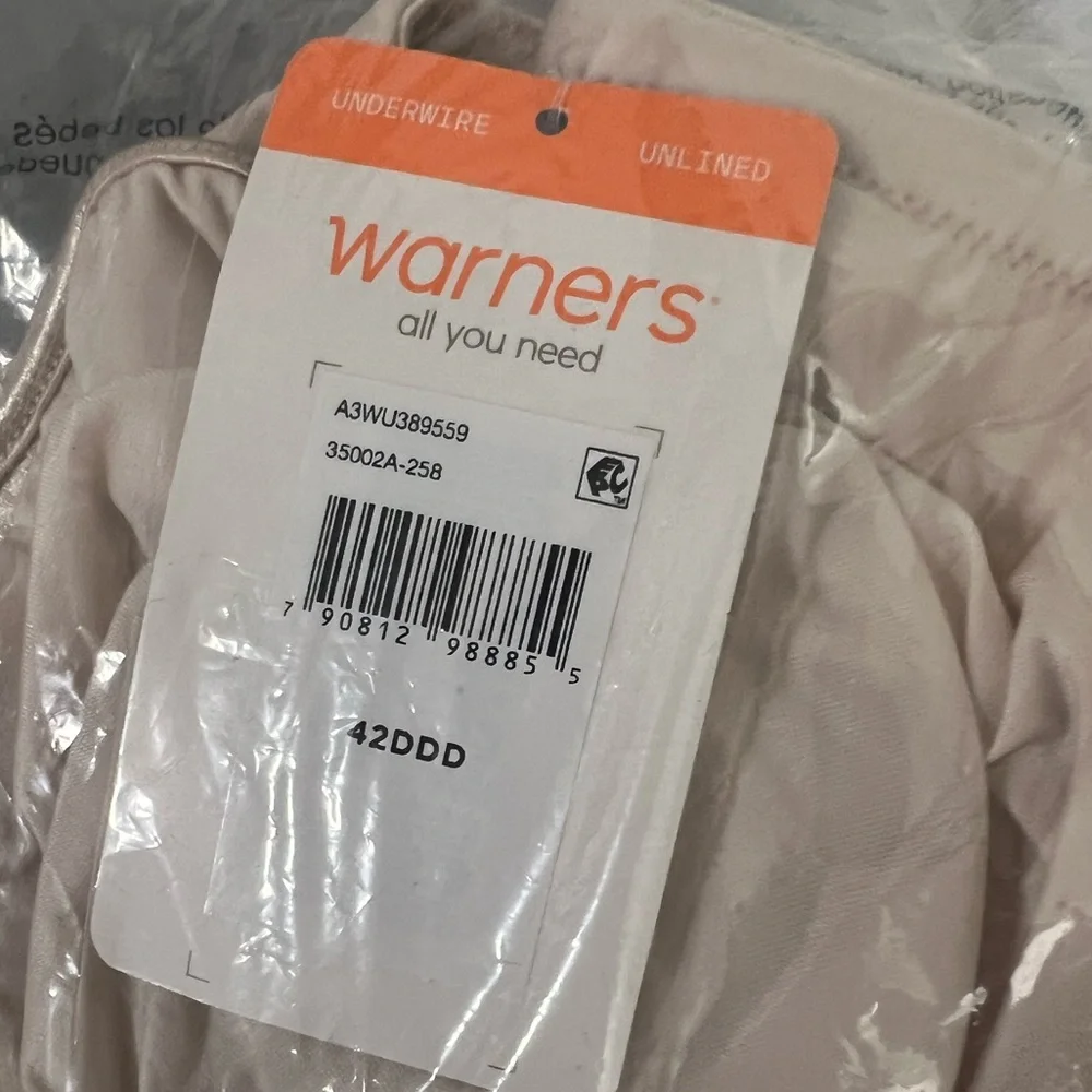 NEW WARNERS Underwire Unlined Womens Bra Size: 42DDD